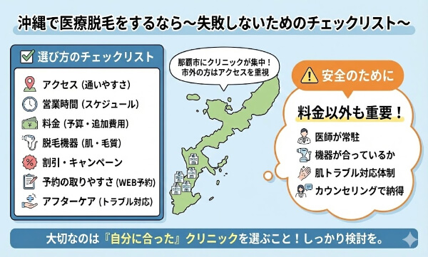 沖縄の医療脱毛で失敗しないためのチェックリスト