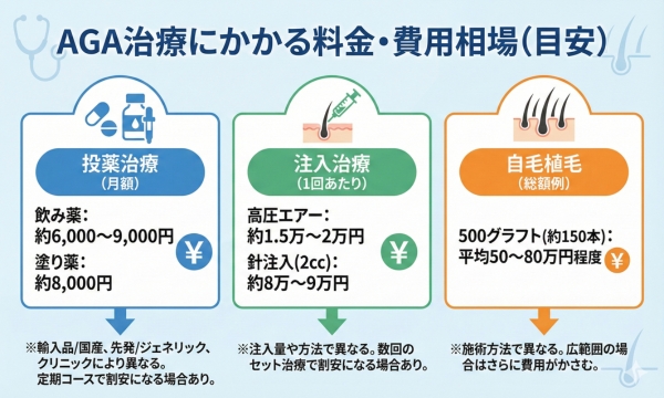 AGA治療にかかる料金・費用相場